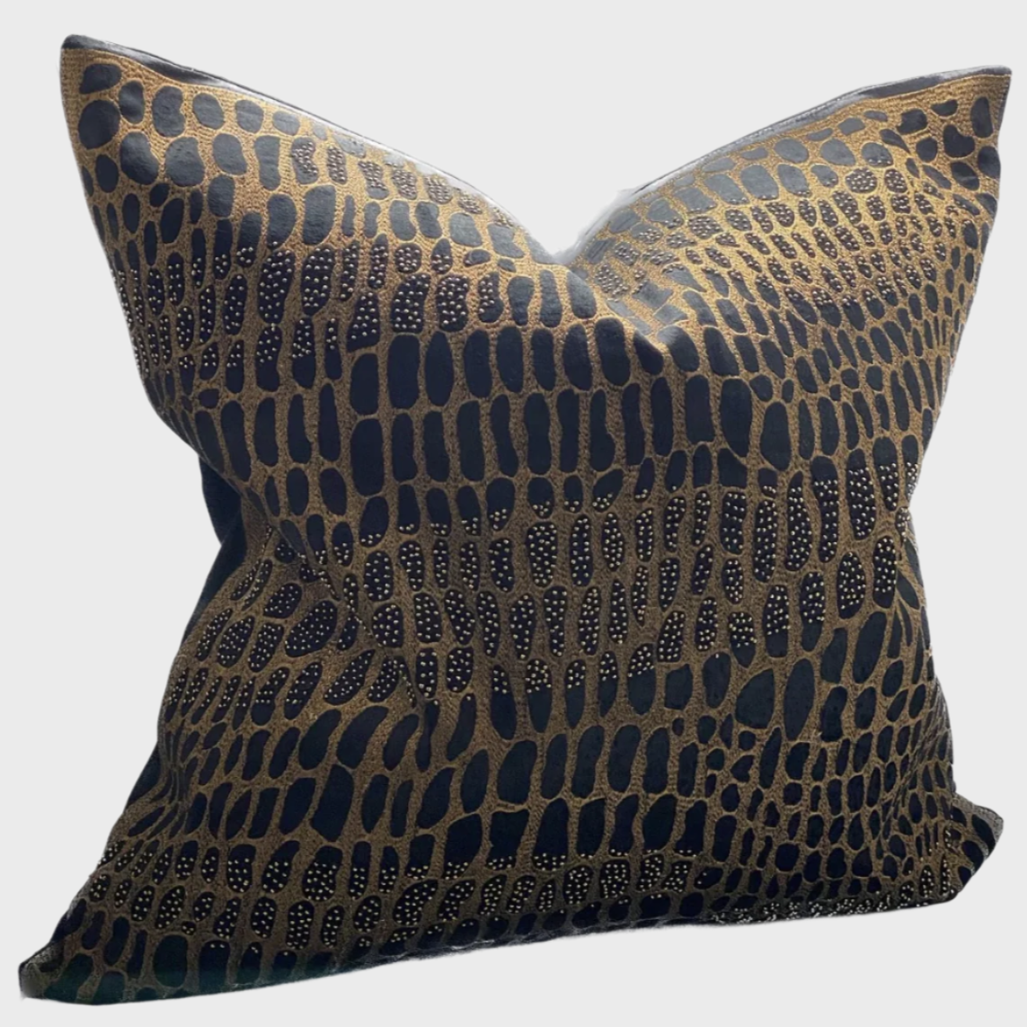 Copper Hand Embroidered Cushion Filled