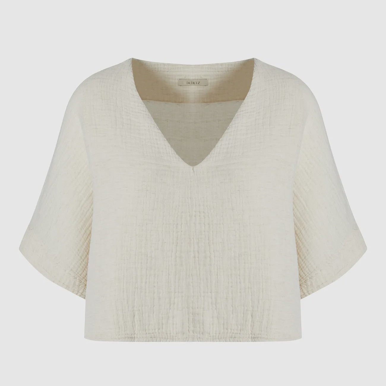 V Neck Crinkle Crop Top