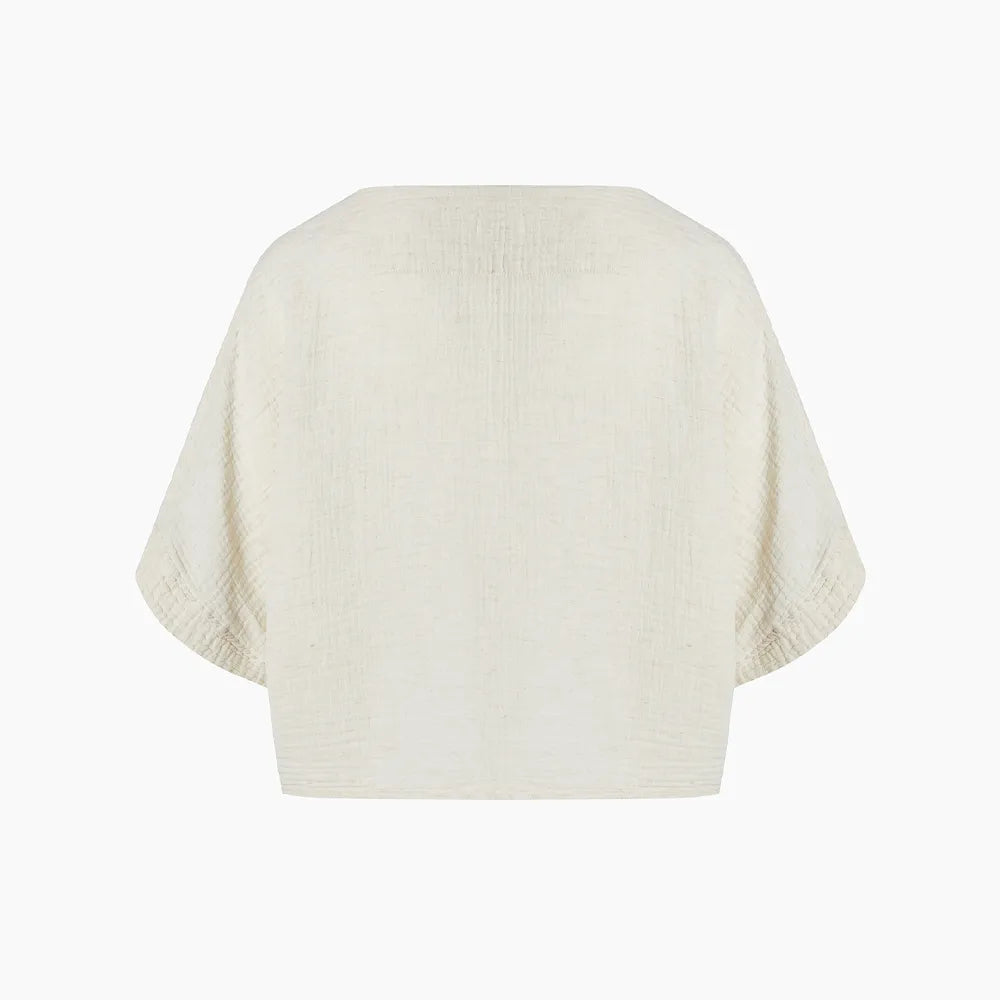 V Neck Crinkle Crop Top
