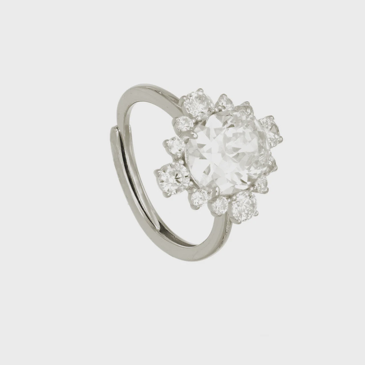 Large Oval Deco Solitaire Ring