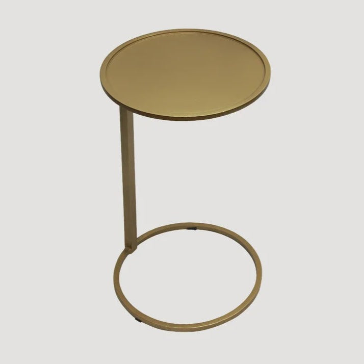 Small Gold Circle Couch Side Table