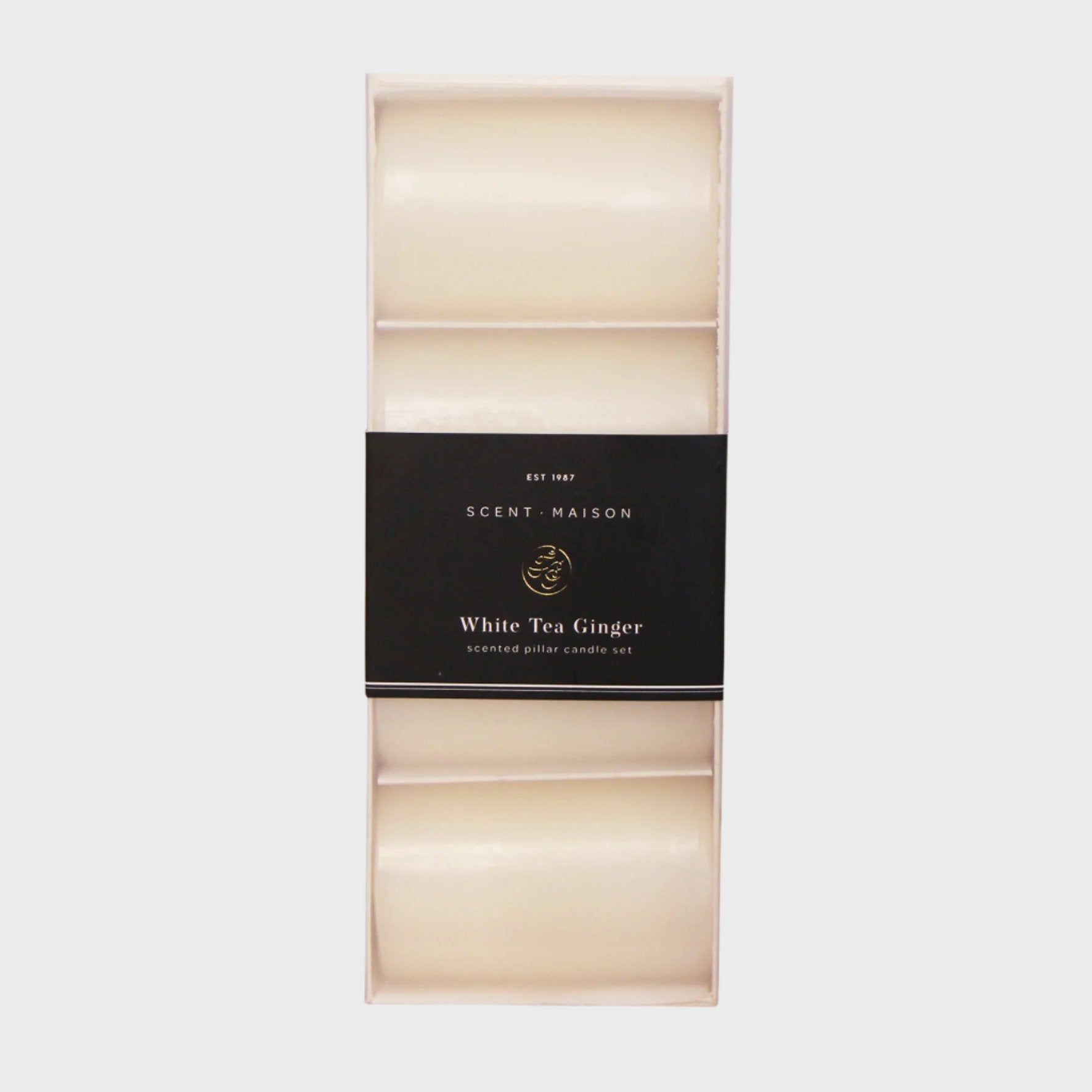 Maison Pillar Candle White Tea Ginger 2x3"