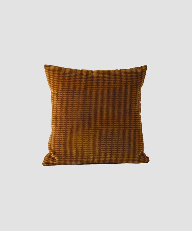 Tobacco Diamonds Hand Block Cushion Cover