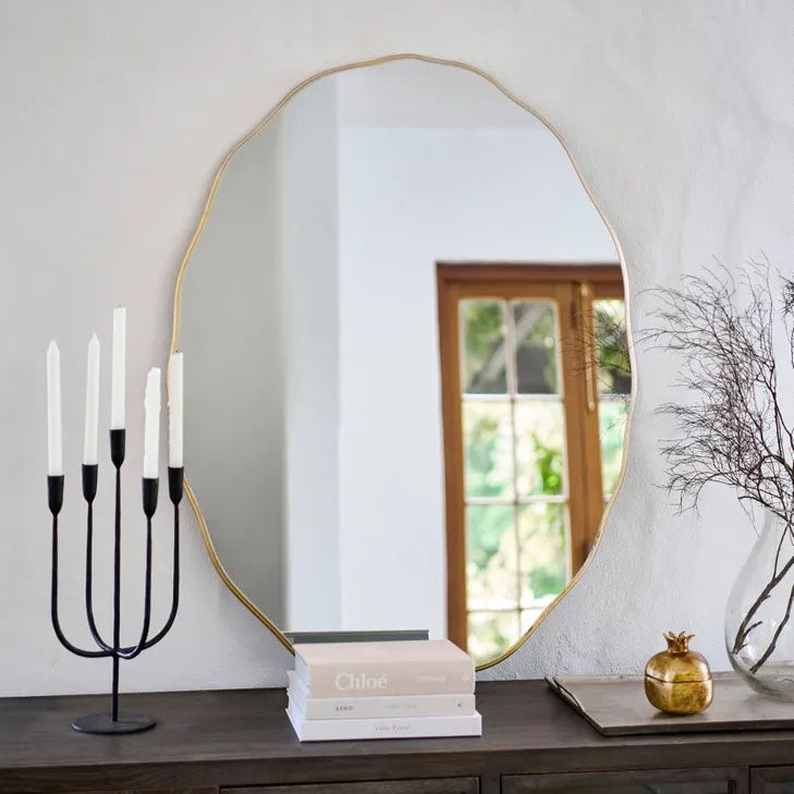 Large Wave Oval Mirror