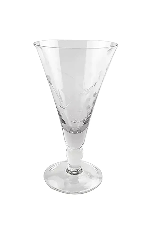 Floral Etched Short Wine Glass