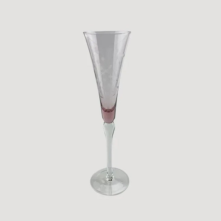 Floral Etched Champagne Glass