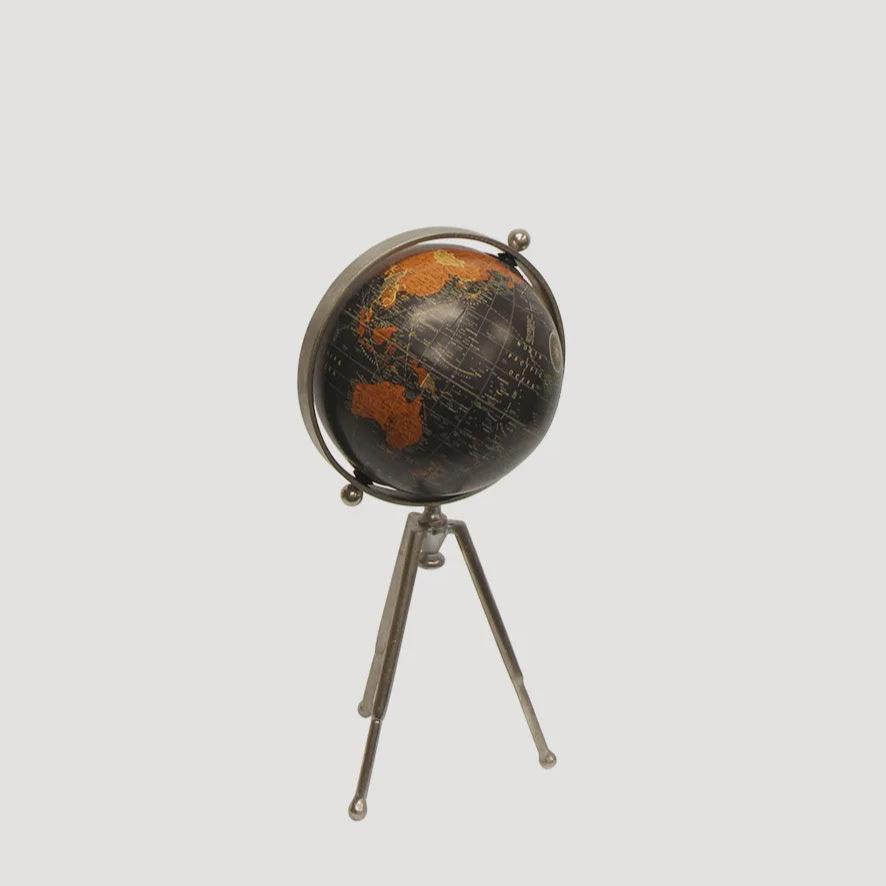 Small Black Globe on Stem Tripod Stand