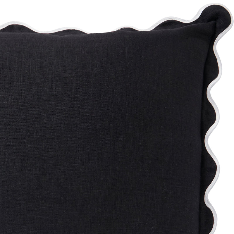 Linen Scallop Black 55x55 Cushion