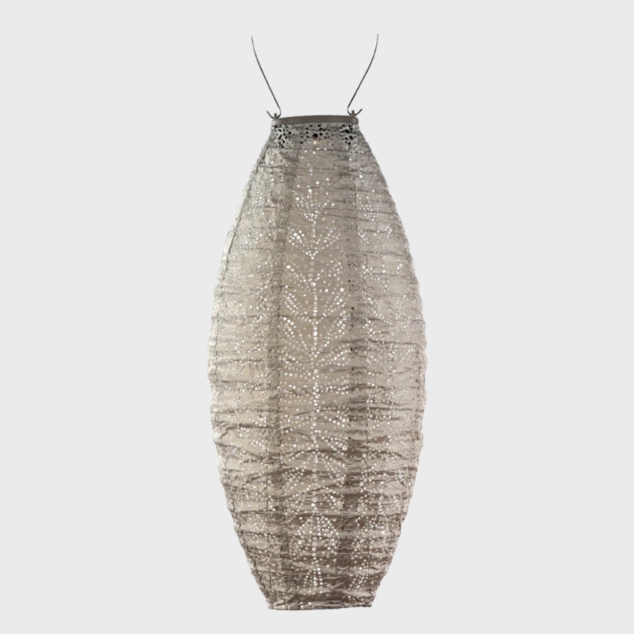 Light Taupe Folia Long Oval Lantern