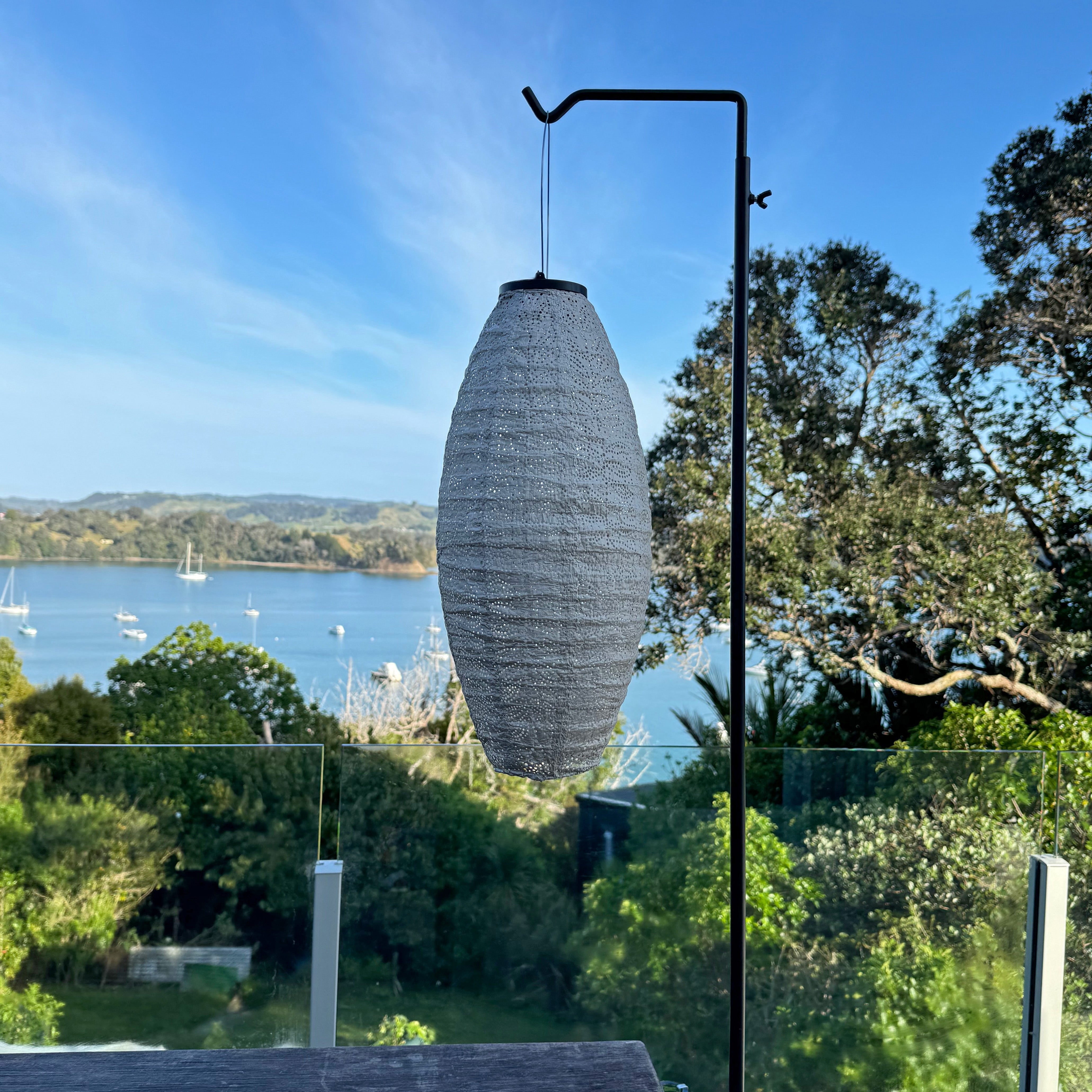 Light Taupe Folia Long Oval Lantern
