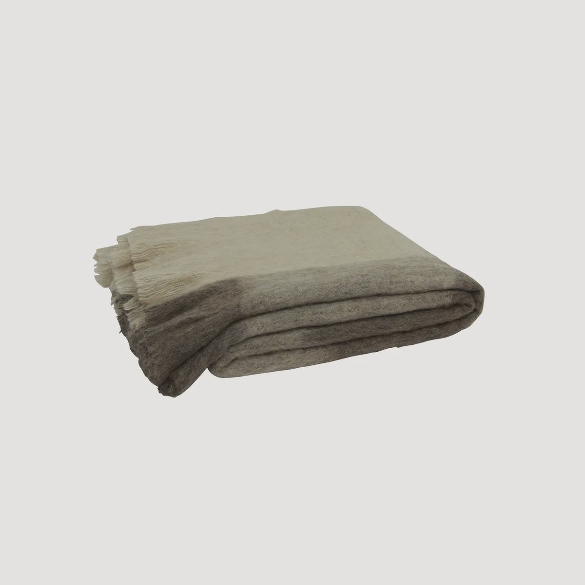 Beige Brown Plaid Fringe Throw