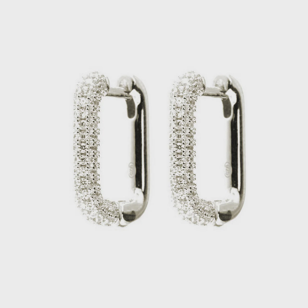 Rectangle Cubic Zirconia Hoop Earrings