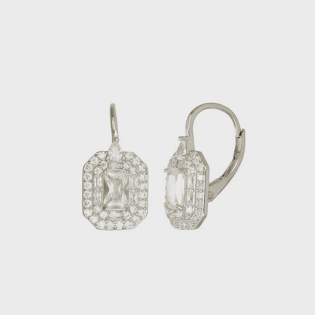 Rectangle Deco Cubic Zirconia Earrings