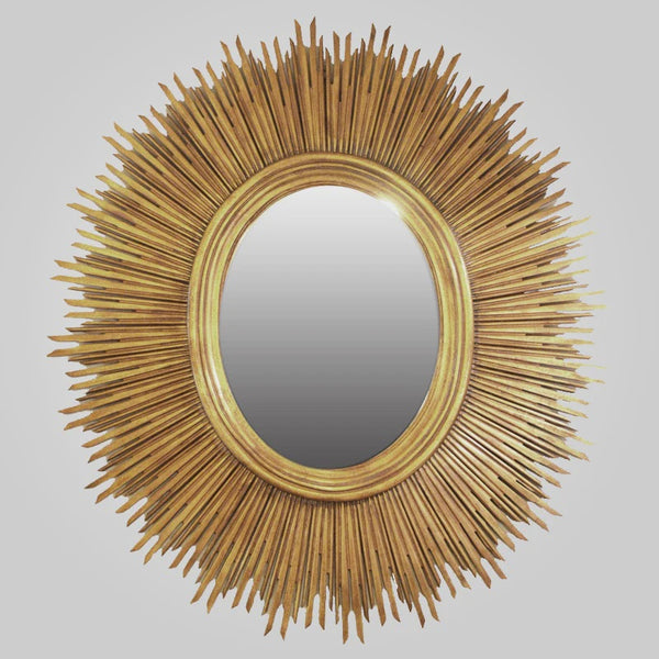 Oval Sun Mirror Gold Leaf