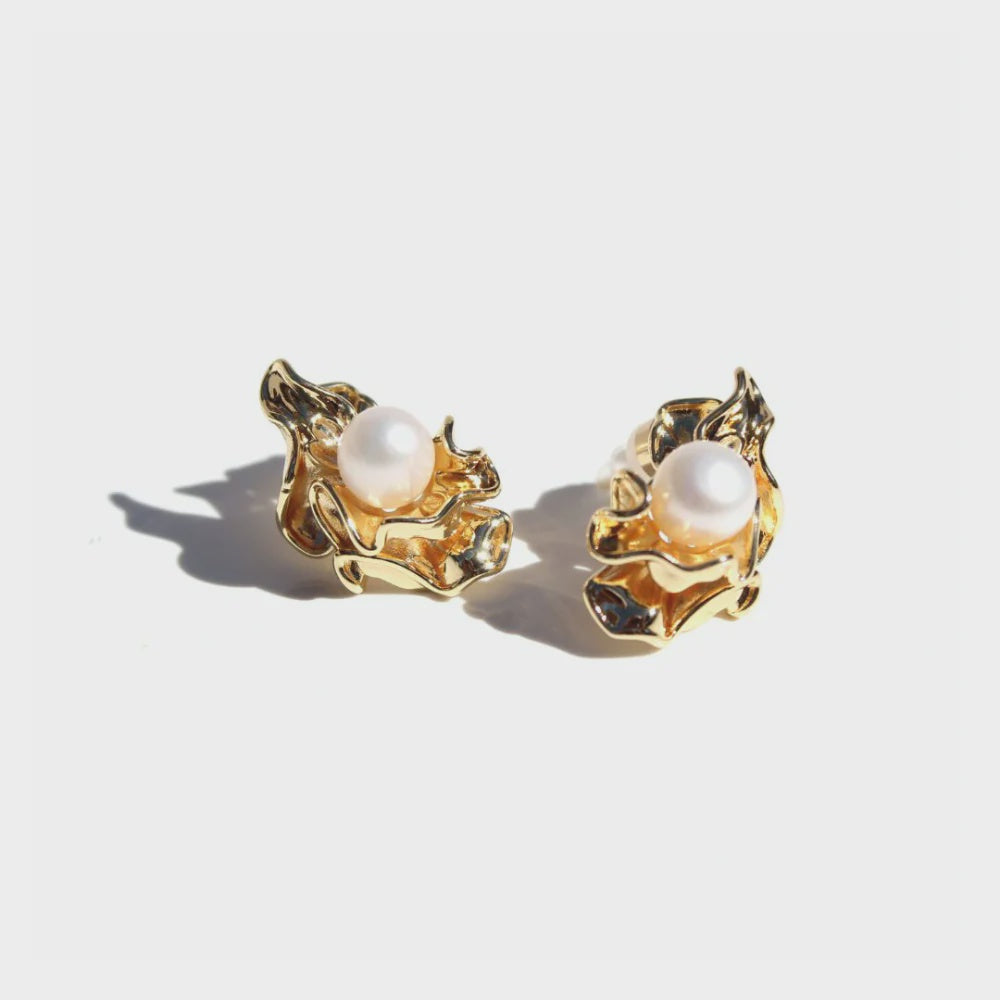 Ruched Pearl Earrings