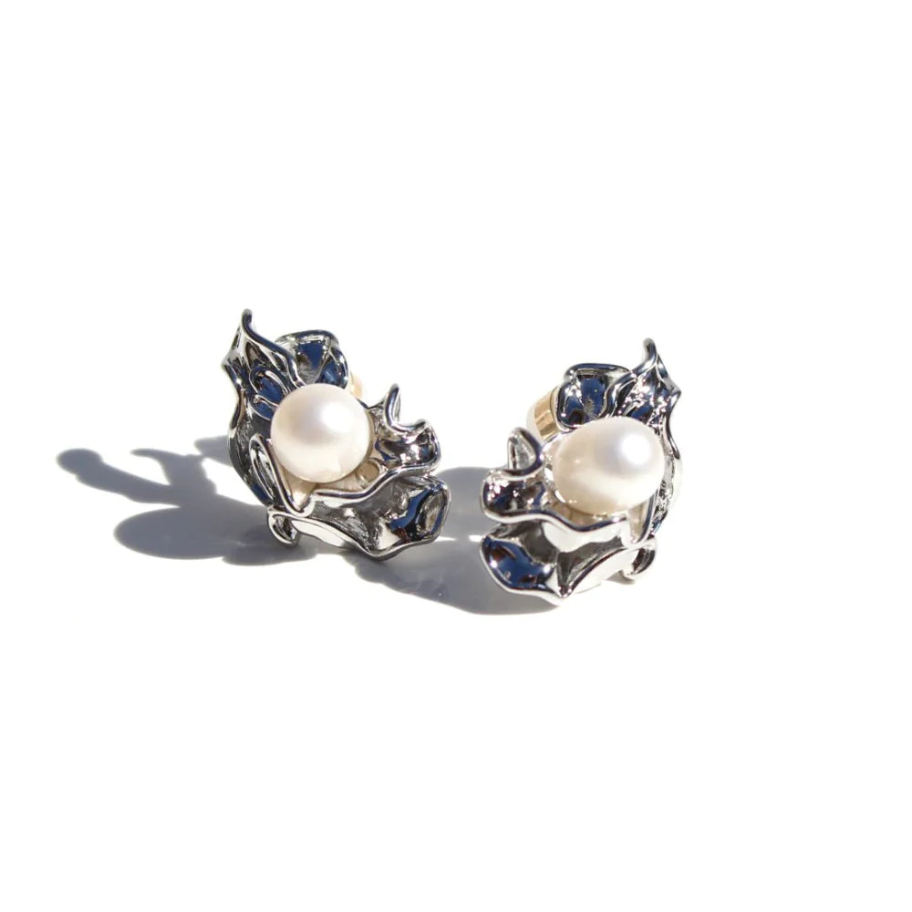 Ruched Pearl Earrings