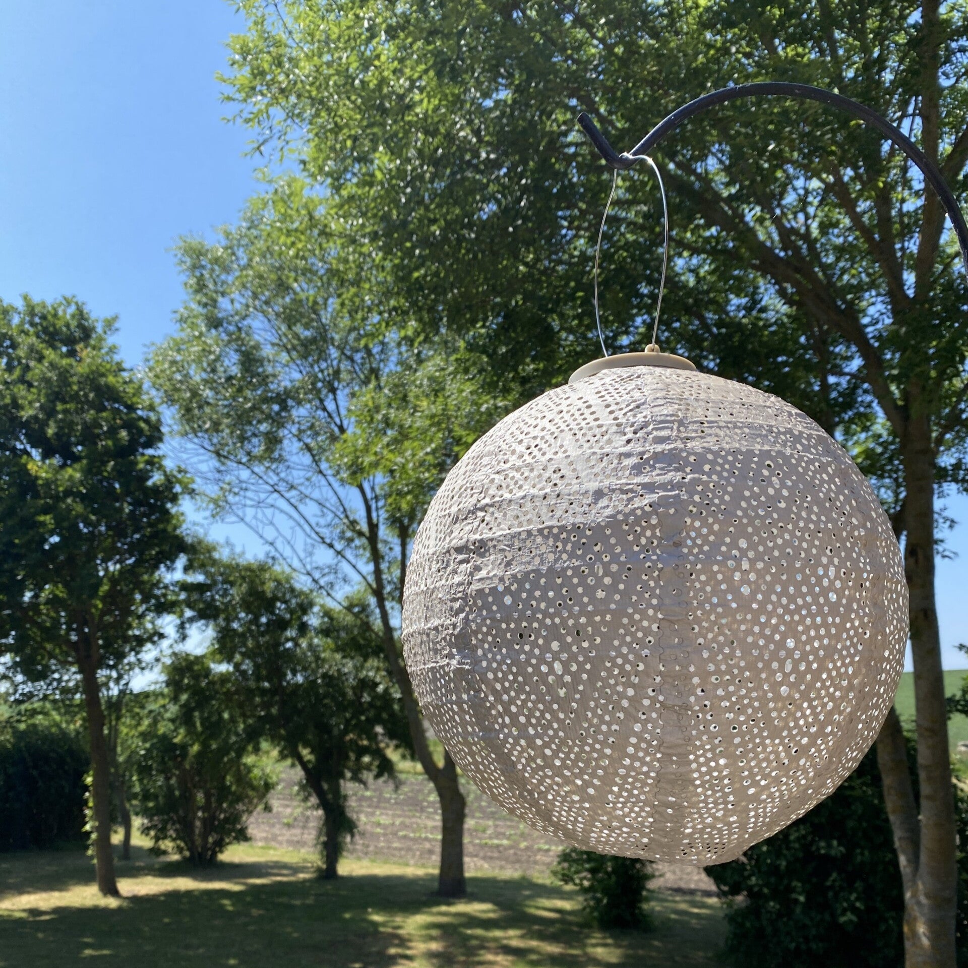 Light Taupe Ikat 30cm Round Lantern