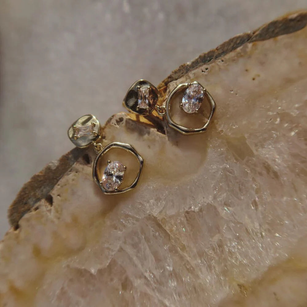 Rough Diamond Drop  Earrings