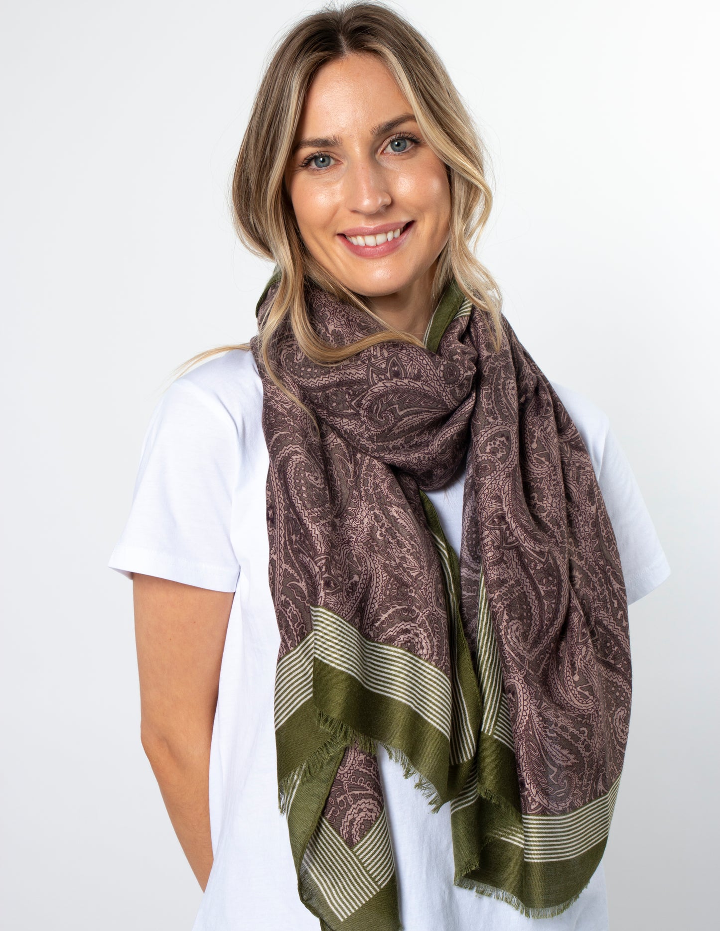 Paisley Print Rose And Fern Scarf