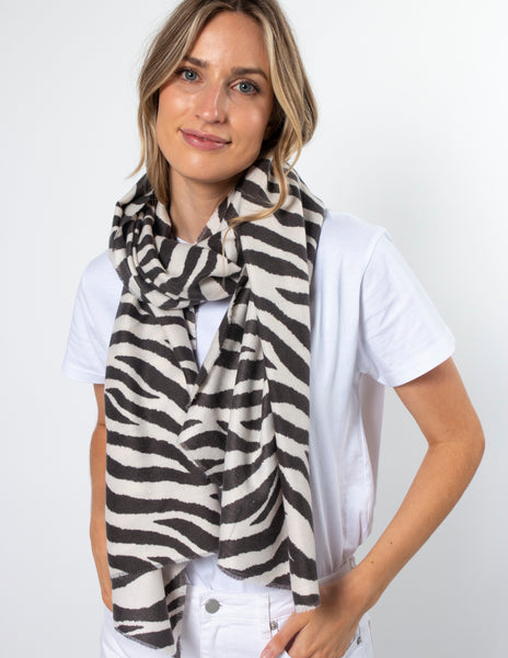 Zebra Stripe Black And White Scarf