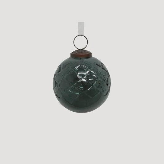 Teal Cut Glass Bauble