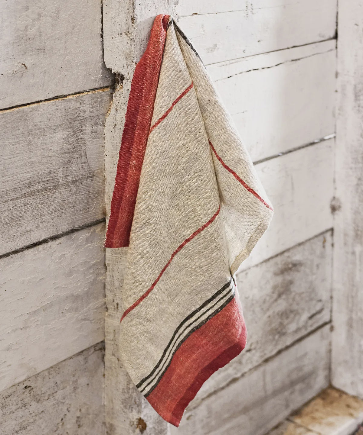 Red Selvedge Stripe Linen Tea Towel