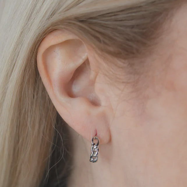 Link Hoop Huggie Earrings