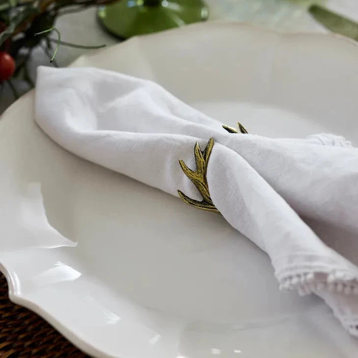 Gold Antler Napkin Ring Set