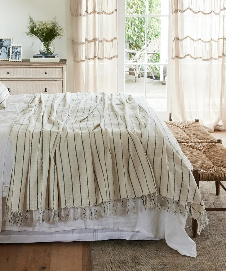 Striped Linen Cotton Bed Cover