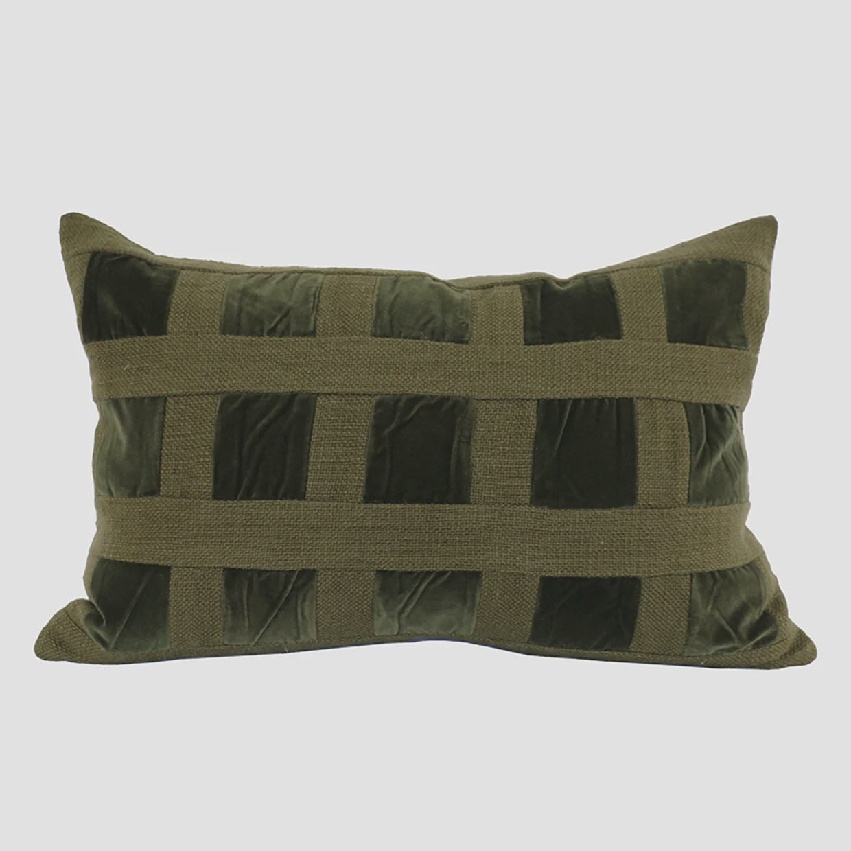 Emerald Velvet Checker Cushion Cover