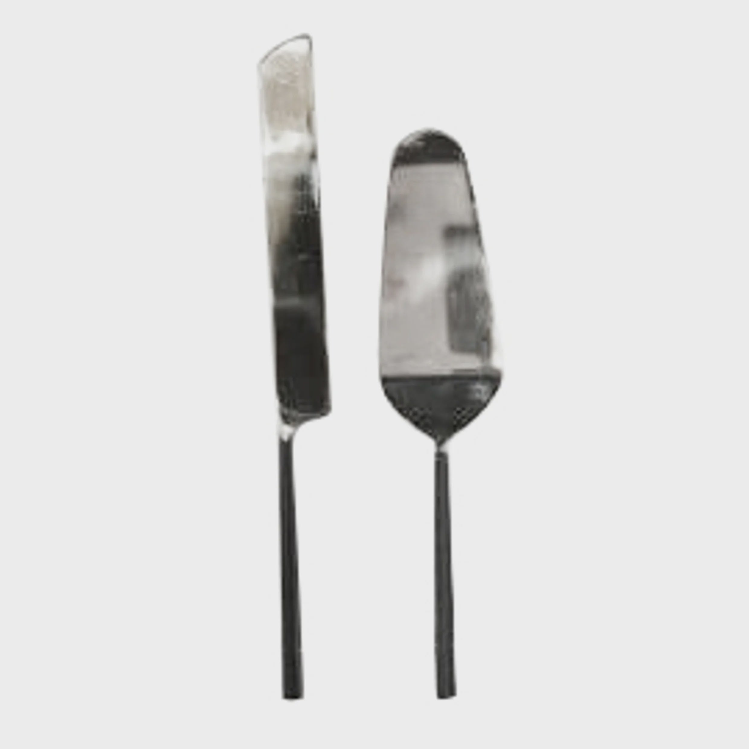 Burnished Black & Stainless Steel Cake Server Set