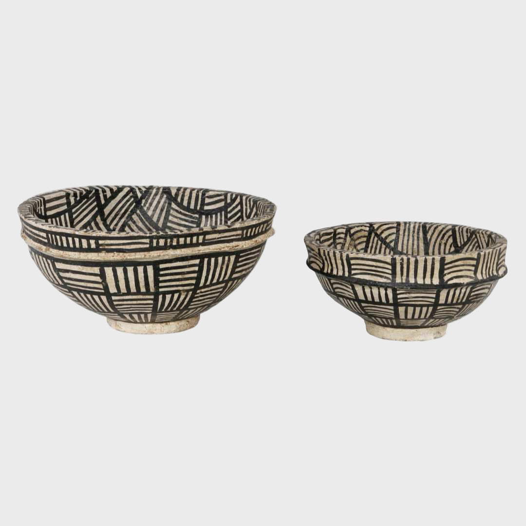 Black & White Paper Mache Bowl