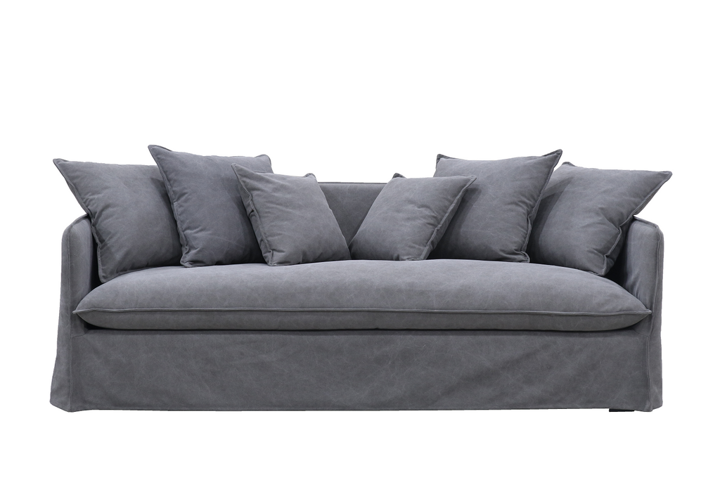 3 Seater Long Beach Sofa - Grey Canvas