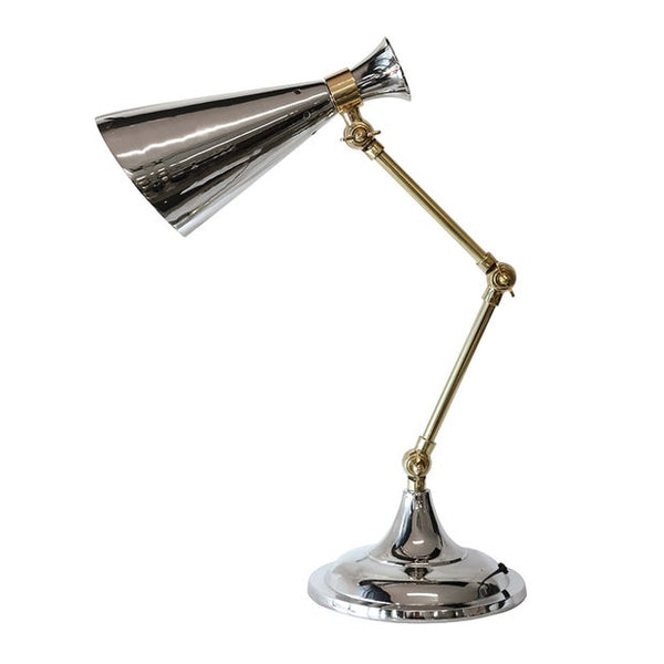 Trumpet Shade Desk Lamp in Nickel Finish